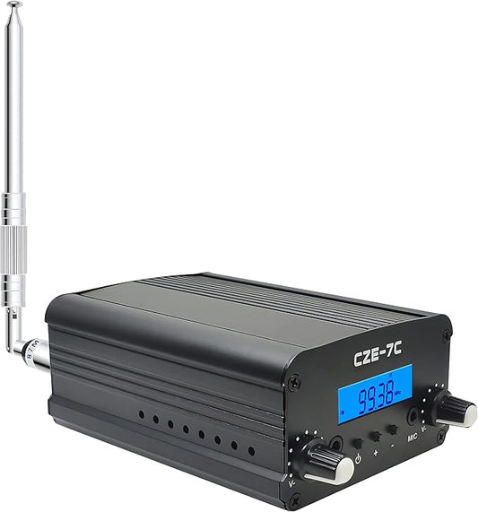 1000 Meters FM Transmitter,7W Long Range Stereo Radio Broadcast Transmitter for Drive-in Church Light Show Supermarket School Car Theater,Conference, Factory Personal Radio