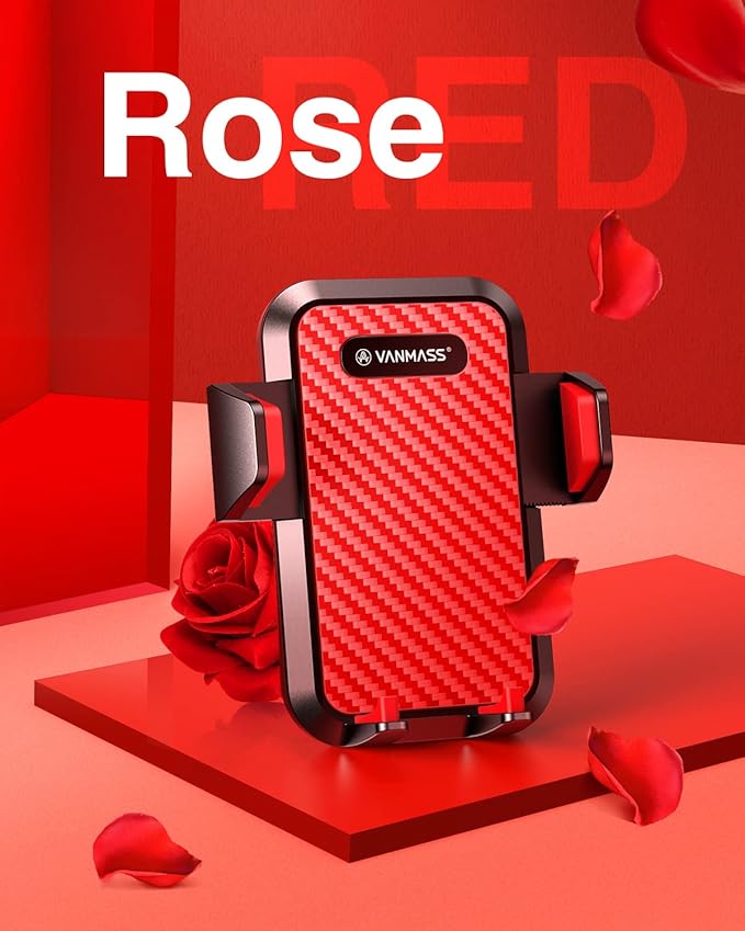 VANMASS【85+LBS Strongest Suction & Military-Grade Ultimate Car Phone Mount【Patent & Safety Certs】 Cell Phone Holder for Dash Windshield Vent for iPhone 17 Pro Max Automobile Accessory Kits,Red