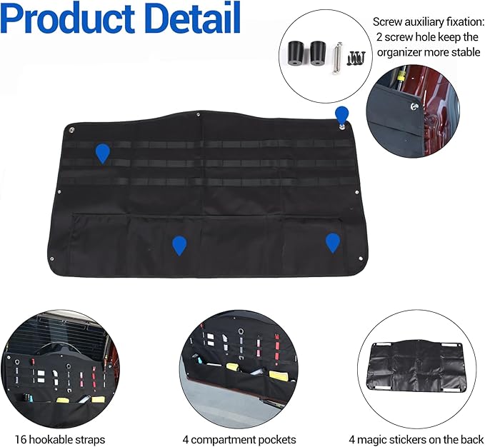 Tailgate Storage Bags Compatible with Toyota FJ Cruiser 2007-2021, Back Door Panel Hanging Organizer Multi-Compartment Oxford Cloth Car Storage Bag Space Saving (Hanging Bag)