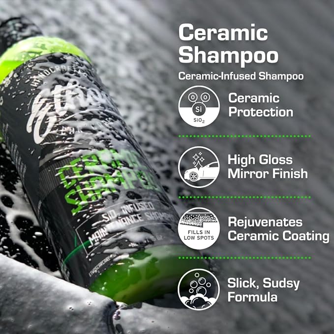 Ceramic Car Shampoo - Slick Car Wash Soap for Ceramic Coatings - pH-Balanced Car Wash Shampoo - Adds Hydrophobic Protection | Enhances Coatings, Waxes or Sealants | Incredible Shine