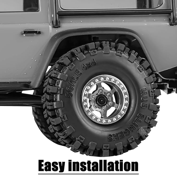 RC 1.0 Beadlock Truck Tires for 1/18 1/24 Trx4m SCX24 RC Crawler,RC Wheels Tires.Aluminum 1.0‘’ Beadlock Wheel Rim&1.0in Tires Tyres.Titanium(4PCS)