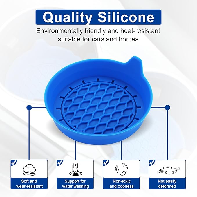 SINGARO Car Cup Holder Coaster, Silicone Cup Holder Insert, Universal Non-Slip Cup Holders, Car Accessories Interior for Women and Man 4 Pack Blue