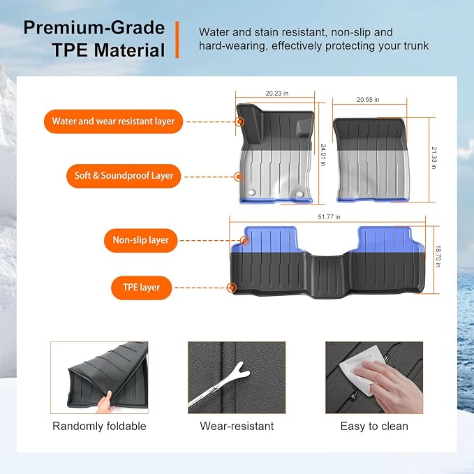 powoq Fuel Floor Mat Compatible with 2020-2026 Ford Escape Cargo Mat TPE All Weather Trunk Mat Liner Replacement for 2020-2026 Ford Escape Accessories