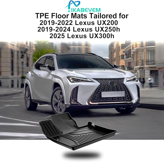 All Weather Floor Mats Fit for 2025-2026 Lexus UX 300h; 2019-2024 Lexus UX 250h; 2019-2022 UX 200 - Custom Fit TPE Floor Liners Accessories for UX 1st and 2nd Row Full Set Car Mats
