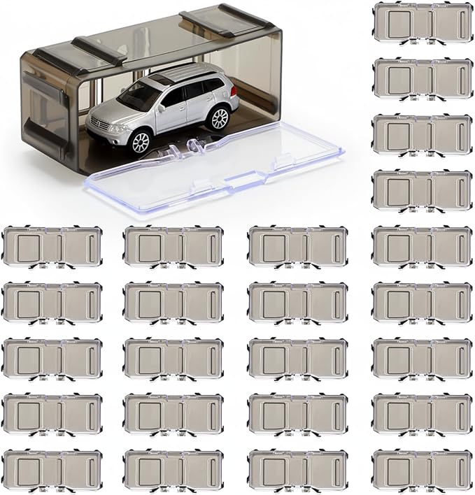 Marsui 50 Pcs 1/64 Scale Toy Cars Organizer Storage Case Clear Individual Toy Car Display Case1.4 x 1.4 x 3.5 Inches