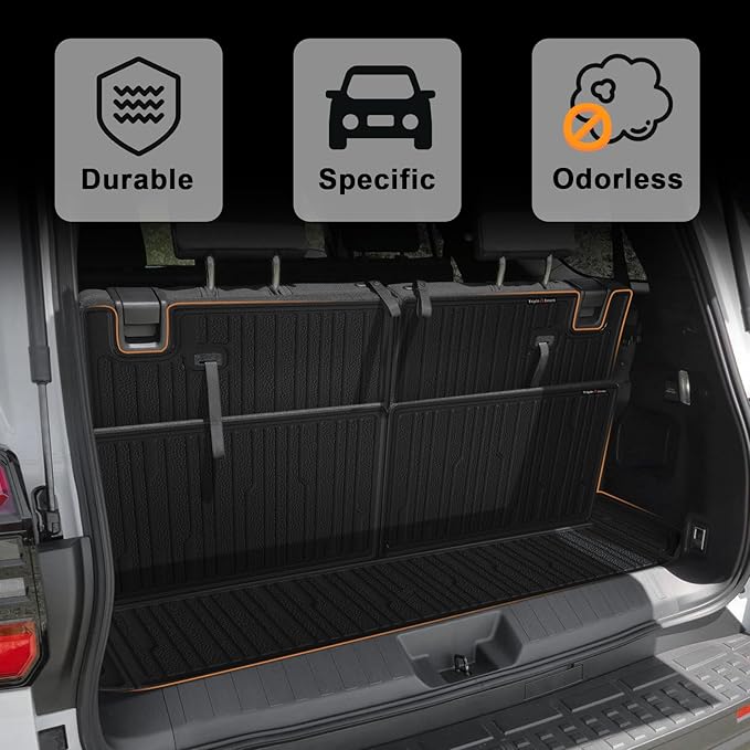 TripleAliners Trunk Mat & Rear Seatback Mat Fit for Toyota 2025 2026 4Runner All Weather TPE Liners Accessories Custom Fit 6th Generation 4Runner TPE Heavy-Duty Covers(Only for 7 Seats)