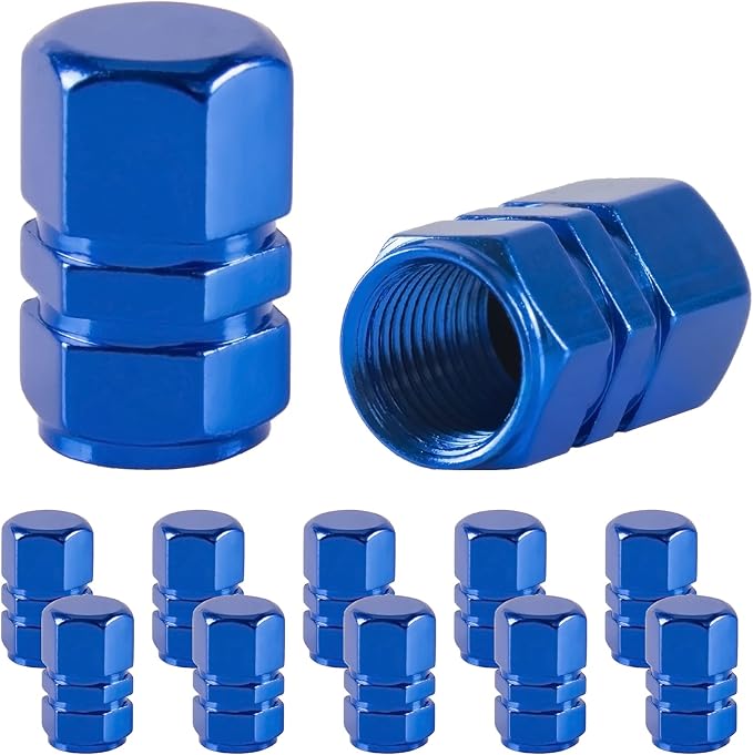 JUSTTOP Car Tire Valve Stem Caps, 12pcs Air Caps Cover, Universal for Cars, SUVs, Bike, Trucks and Motorcycles-Blue