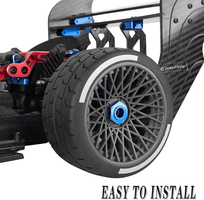 RC Wheels and Tires On Road Tire Tyre for 1/7 Arrm a Felony 6S BLX,17mm Hex Plastic Wheels RC Truck Tires Highway Tire On Road Tyre,4pcs,Grey