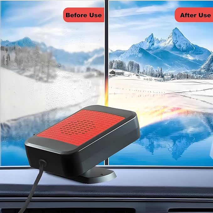 Portable Car Heaters for Vehicle,12V Car Heater that Plugs into Cigarette Lighter,200W Fast Heating Car Defroster Defogger 360° Rotatable 2 in 1 Heating & Cooling (Red)