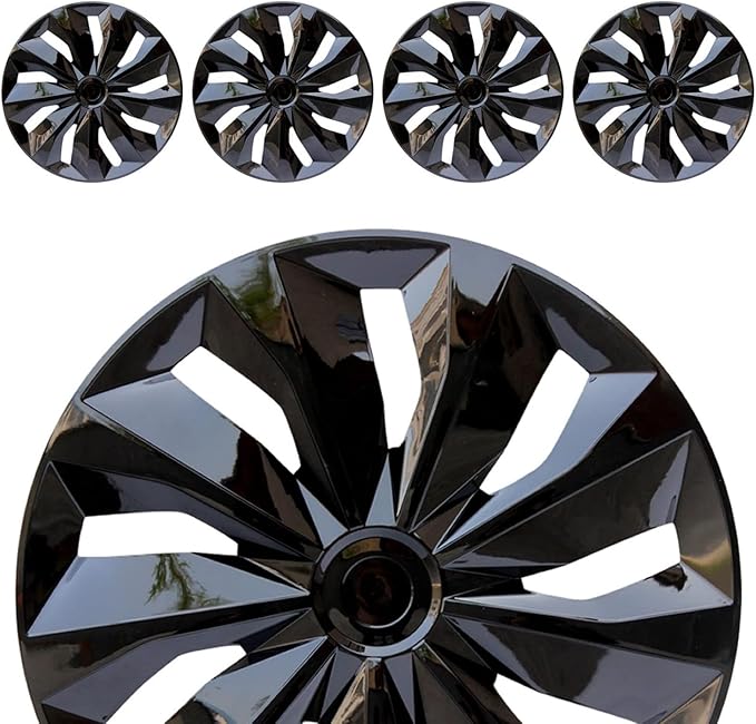 ABX Hubcap Wheel Covers Hub Caps 15 Inch Set of 4 Black Universal Wheel Rim Cover R15 Stylish Car Decor Wheel Covers for Toyota Camry Nissan Mazda (black-04-TT, 15 inch)