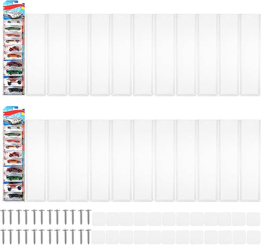 24 Pcs Clear Display Case for Packaged Model Cars,Model Car Display Cases Wall Mount-Holds up to 240 Cars,Toy Car Storage Organizer Compatible with Hot Wheels,Clear Model Car Display Case