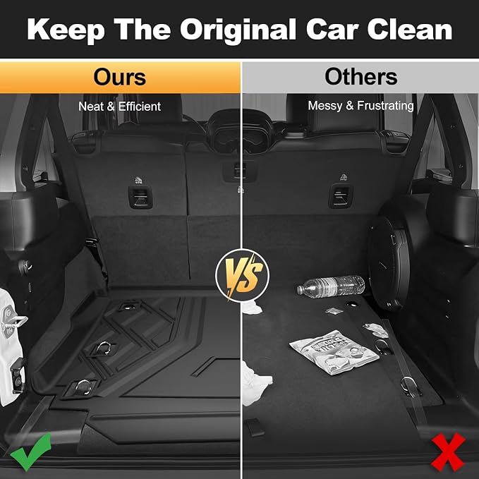 Cargo Mat fit for 2018-2026 Jeep Wrangler JL 4X4 with OEM Subwoofer, All-Weather Guard Trunk Mat Cargo Liners Heavy Duty Waterproof Odorless Durable Wrangler JL 4 Door - NOT FIT 4XE OR JK