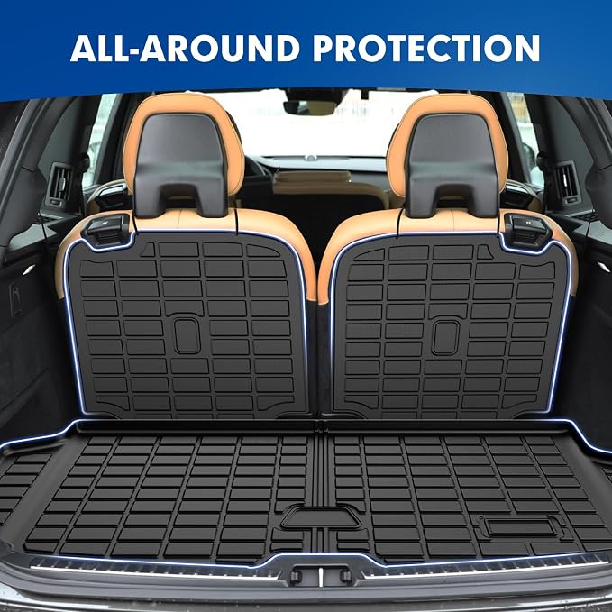 Mixsuper Cargo Liner for Volvo XC90 2016-2024 2025 2026, All Weather Trunk Mat Backrest Mat TPE Back Seat Cover Protector for XC90 Accessories