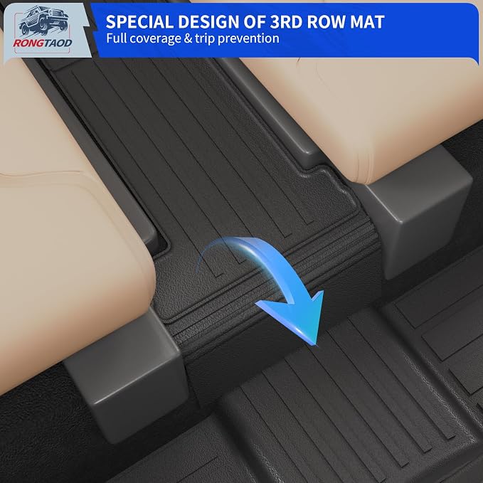 Rongtaod Floor Mats Compatible with 2020-2025 Kia Telluride 7&8 Seats (Not for 2027) Cargo Mat Trunk Mat Cargo Liner TPE All Weather Floor Liner 2024 Kia Telluride Accessories (Floor Mats)