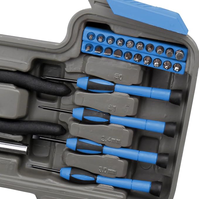 Apollo Tools Original 39 Piece General Household Tool Set in Toolbox Storage Case with Essential Hand Tools for Everyday Home Repairs, DIY and Crafts. Blue - DT9706 BL