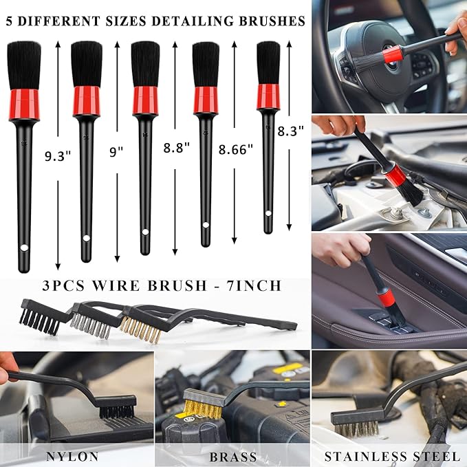 39Pcs Car Cleaning Wash Kit Interior Detailing Cleaner Kit with High Power Handheld Vacuum, Brush Set, Windshield Tool, Duster, Towels, Tire Brush, Complete Car Care Tools, Blue