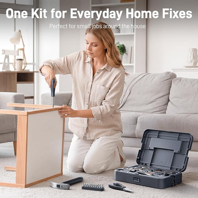 Teslong Basic Tool Kit for Home & Apartment, Compact Lightweight Tool Set for Beginners & Renters, Essential Tools for Quick Repairs with Screwdriver, Wrench & Hammer