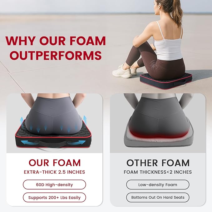 Stadium Seat Cushions - Portable Bleacher Cushions with 2.5" Extra Thick High-Density Foam and Massage Dots, Fashion Outdoor Seat Cushions for Sports Events, Travel, Camping, Chairs - 4 Pack