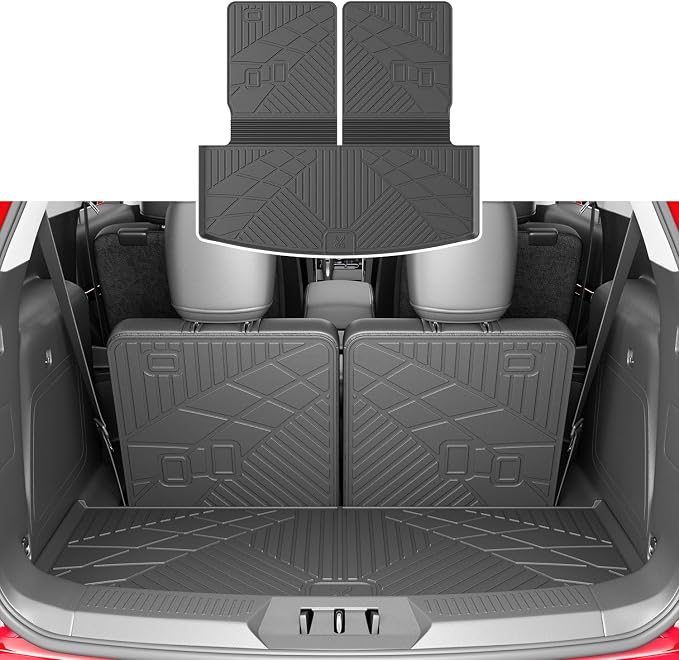 xipoqix Cargo Mat Backrest Mat Compatible with 2020-2026 Ford Explorer TPE Cargo Liner Back Seat Protector Replacement for 2020-2026 Ford Explorer Accessories (Trunk Mat with Backrest Mats)