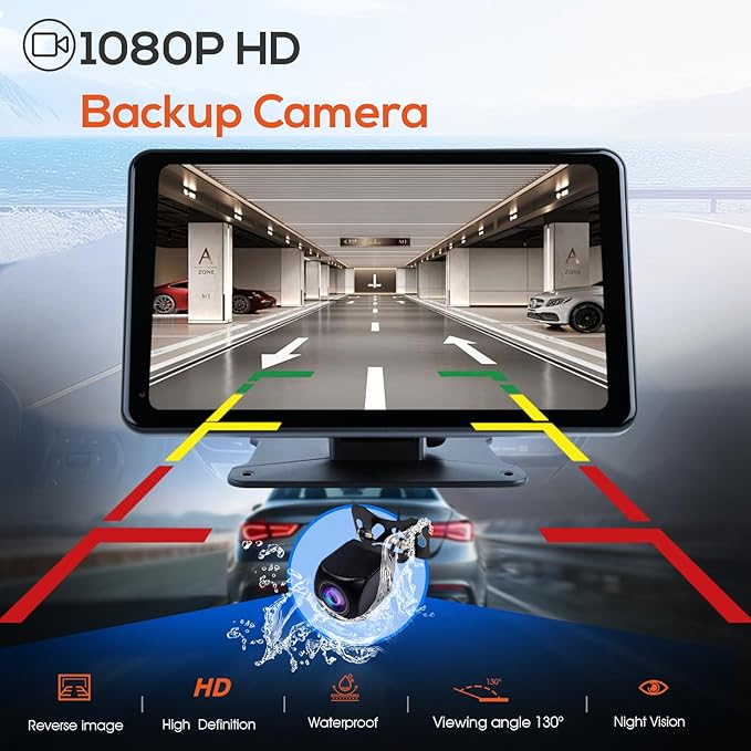 Haudio 7" Wireless Apple CarPlay Screen for Car, Portable Car Radio with Carplay & Android Auto, 1080p Backup Camera, GPS, Mirror Link, Voice Control, FM Transmission, Support SD/TF Interface