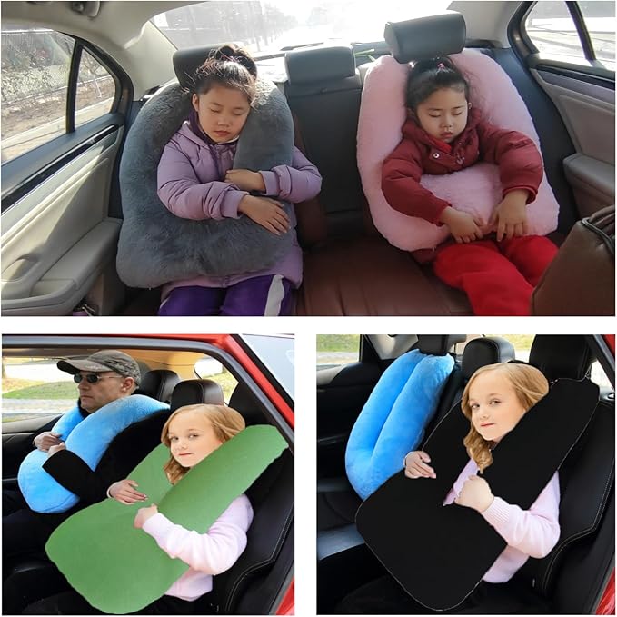 FHSGGP Travel Pillow Car Pillow Kid Car Sleeping The Sleeping Aid for Adults and Kids on Road Trips Sponge Kids Travel Pillow Provides Body and Head Support Pink