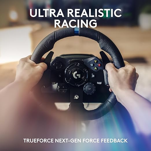 Logitech G923 Racing Wheel and Pedals, TRUEFORCE Force Feedback, Real Leather + Logitech G Driving Force Shifter - Xbox X|S, Xbox One, PC, Mac - Black