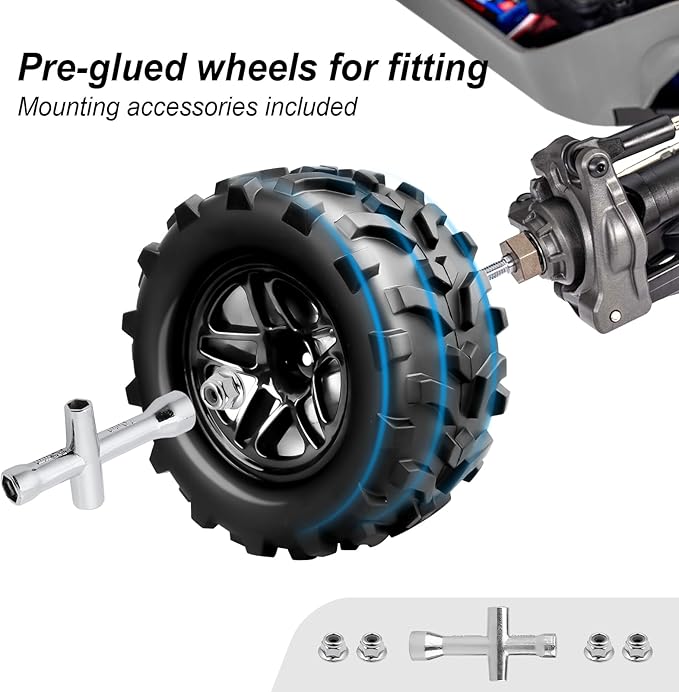 Hobbypark Pre-Glued RC Monster Truck Tires and Wheels for Arrma Granite Voltage MEGA 2WD 4X4 V3 3S BLX Brushless 1/10 Big Rock,Set of 4…