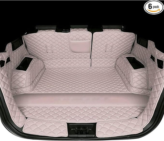 SUV Trunk Mat Compatible with BMW X5 7 Seater 2014-2018 Heavy Duty Back Seat Cover & Rear Cargo Mat & High Side Panel - Beige