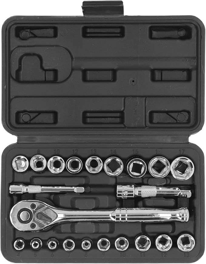 46 Piece Automotive Repair Kit, 72 Teeth Reversible Ratchet Wrench, Vanadium Steel, Quick Release, for Car Maintenance and DIY Repairs