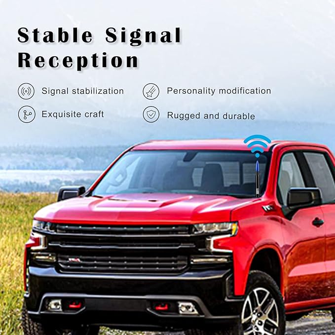 Ajxn 1 PC Car Truck Bullet Antenna, Automobile Antenna Mast, Suitable for GM Chevy Silverado 1500 3500 HD Avalanche GMC Sierra 1500 3500 Denali Heavy Duty Pickup Trucks Accessories (Blue)