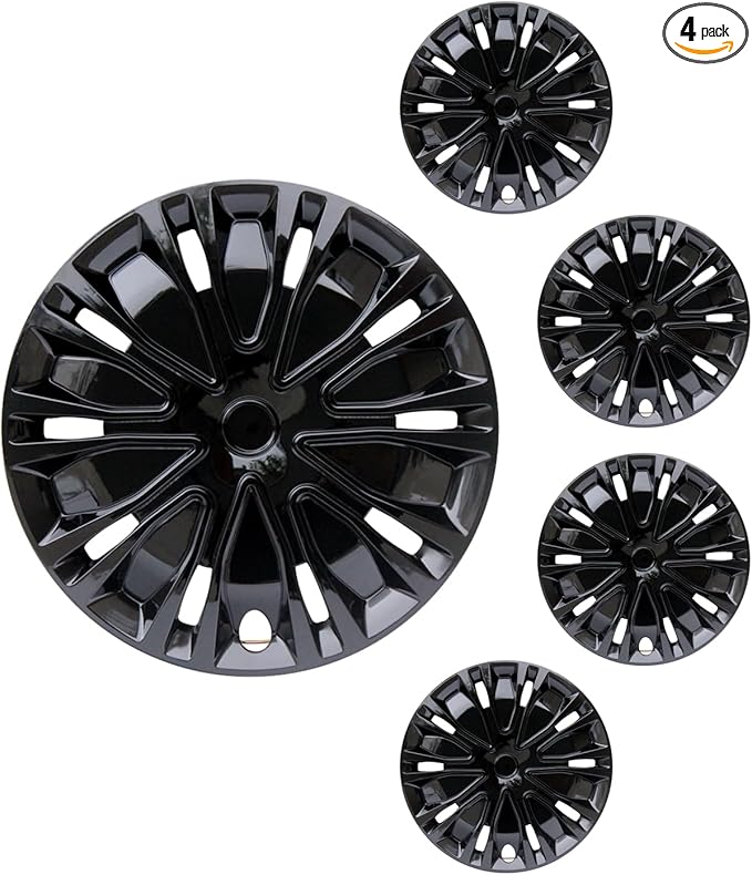 Hubcap Wheel Cover Replacement R15 Hub Caps Universal-Fit Steel Wheel Rim Cover ABS Material Exterior Accessories for Car Truck SUV -Set of 4（15-inch，Black）
