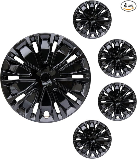 Hubcap Wheel Cover Replacement R15 Hub Caps Universal-Fit Steel Wheel Rim Cover ABS Material Exterior Accessories for Car Truck SUV -Set of 4（15-inch，Black）