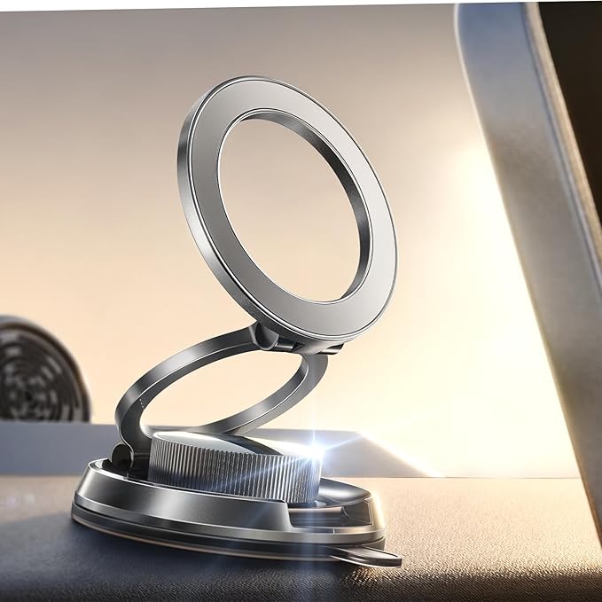 LISEN Suction Phone Mount for Vacuum, 360 Adjustable Vacuum Magnetic Phone Holder for Car [All Metal & Nano Gel Super Strong Suction] for Magsafe Car Mount for iPhone 17 Pro Max 16 15 14 13 12
