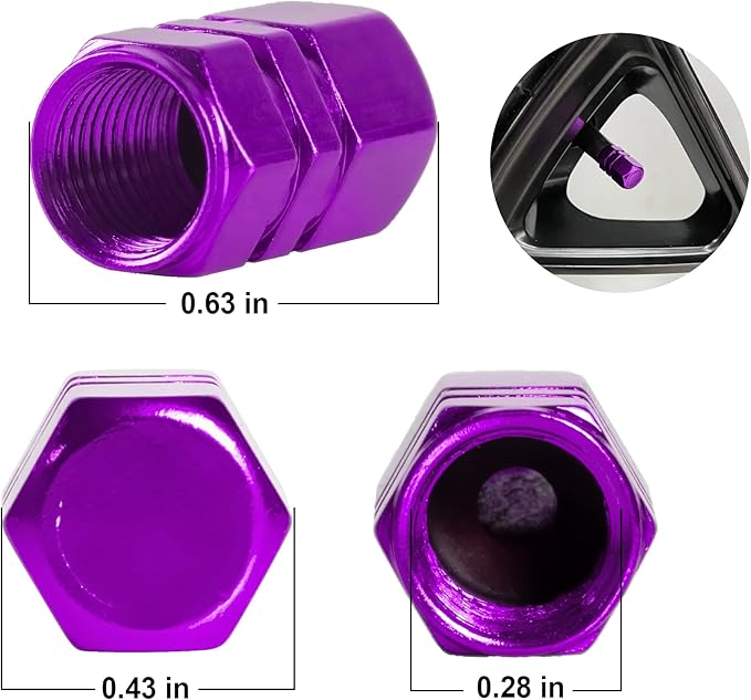JUSTTOP Car Tire Valve Stem Caps, 12pcs Air Caps Cover, Universal for Cars, SUVs, Bike, Trucks and Motorcycles-Purple