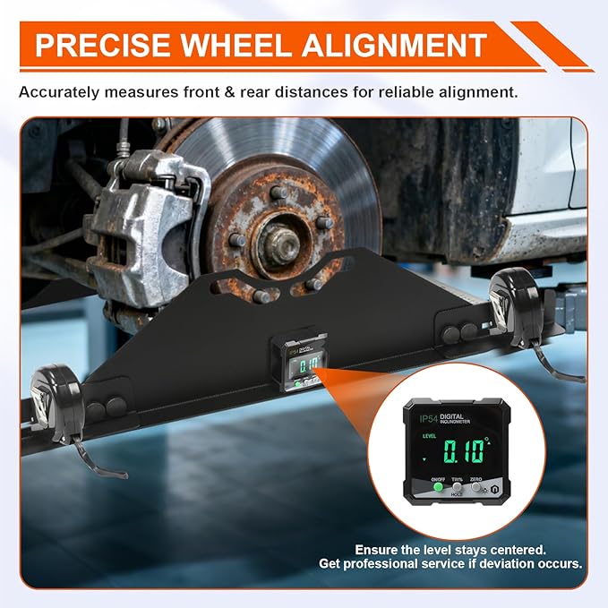 Wheel Alignment Tool with 2 Measuring Tapes, Heavy-Duty Steel Front End Alignment Tool for Toe/Camber Adjustment on Most Cars, Trucks, SUVs