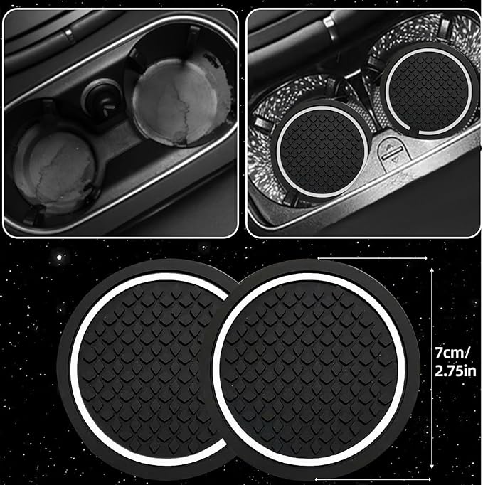 NBTEPEM 6 PCS Car Steering Wheel Cover Set, Microfiber Leather Steering Wheel Covers Universal 14.5-15 inch, Center Console Cover, Seat Belt Cushion, Cup Holder Coaster, Car Accessories Set White