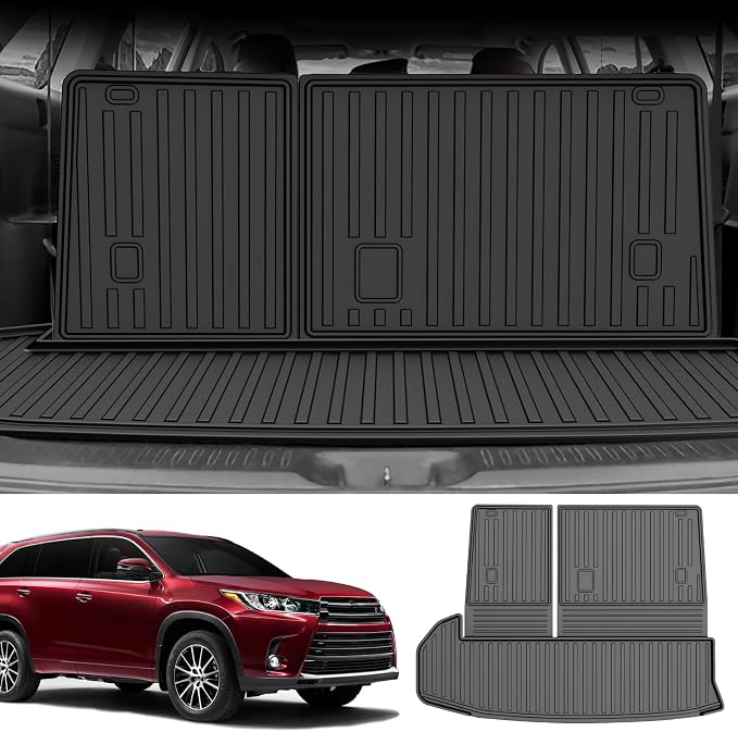 AOMSAZTO Cargo Mat Compatible with 2014-2019 Toyota Highlander Cargo Liner with Backrest Mat for 7 Seat Highlander Accessories (2014-2019 Toyota Highlander Cargo Mat with Backrest Mat)