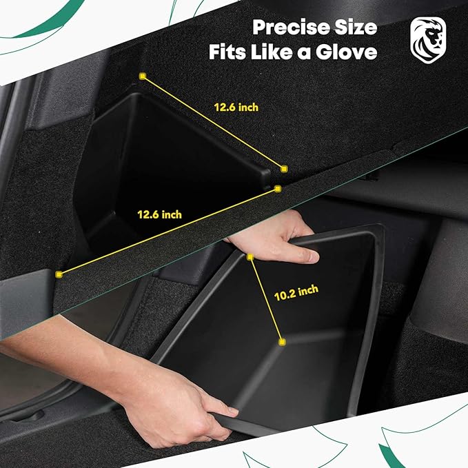 YHTAUTO 2 Pcs Trunk Side Organizer Storage Box with Lids Fit for Tesla Model Y Accessories 2022 2023 2024 Rear Trunk Storage Bins Flocking Waterproof Odorless (For 5-Seater, Not For 7-seat)