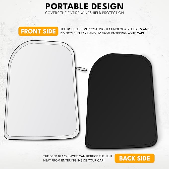 EcoNour Two-Piece Foldable Front Windshield Sun Shade for Tesla Model 3 & Y 2017–2026, 240T Reflective UV & Heat Protection, Storage Pouch Included, Custom Fit with Upgraded Design
