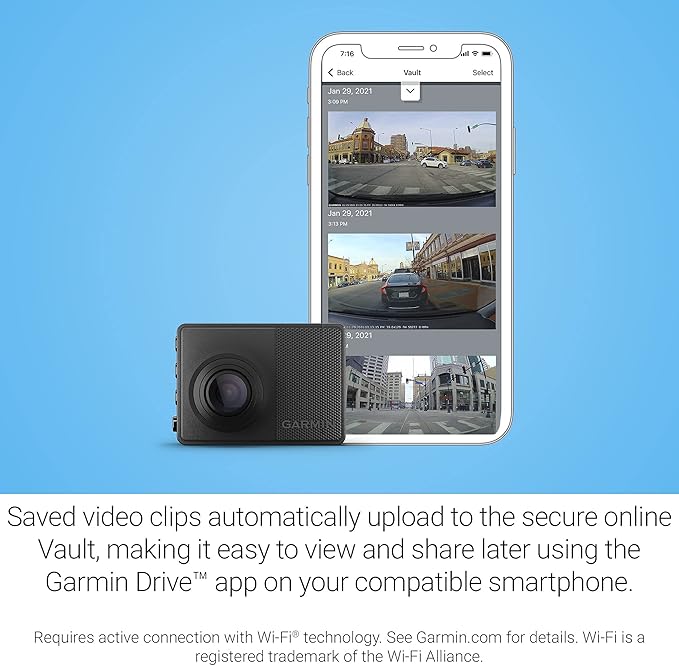 Garmin Dash Cam 67W, 1440p and Extra-Wide 180-degree FOV, Monitor Your Vehicle While Away w/ New Connected Features, Voice Control, Compact and Discreet, Includes Memory Card (Renewed)