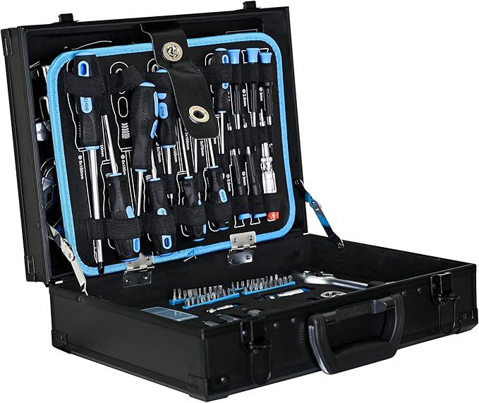 247-Piece Mechanics Tool Set, CR-V Socket Wrench Set in Heavy-Duty Aluminum Case, Complete Automotive Repair & Handyman Tool Kit for Men, Workshop, & Machinery, Blue