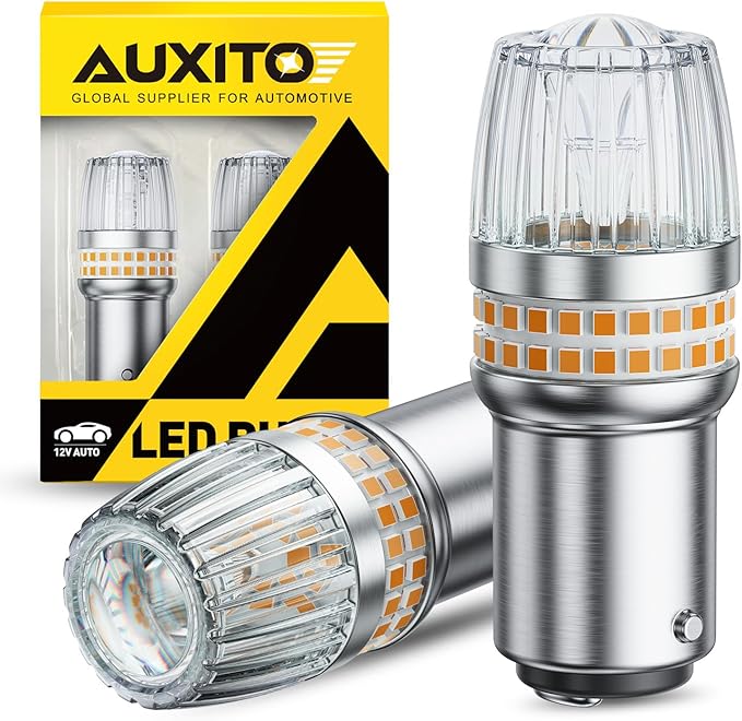 AUXITO Latest 1157 LED Bulbs Amber Yellow Turn Signal Lights, 700% Brighter 2057 2357 7528 BAY15D LED Bulbs with Projector for Turn Signal Parking Tail Brake Blinker DRL Marker Lights, Pack of 2