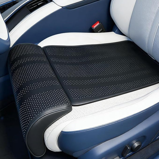 Car Seat Leg Extender Cushion, Memory Foam Under-Thigh Support Car Seat Cover– Breathable PU Leather, Non-Slip Secure Fit for Driver Seat and Office Chair, Ideal for Long Drives & Road Trips