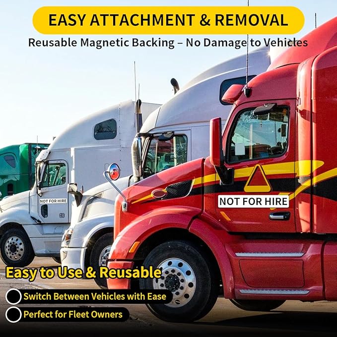 Not for Hire Magnets for Trucks & Vans - 2 Pack Heavy Duty Magnetic Signs - 3.5 x 21 Inch Magnetic Stickers for Commercial Vehicles, Trucks, Trailers - Meets US DOT Display Guidelines