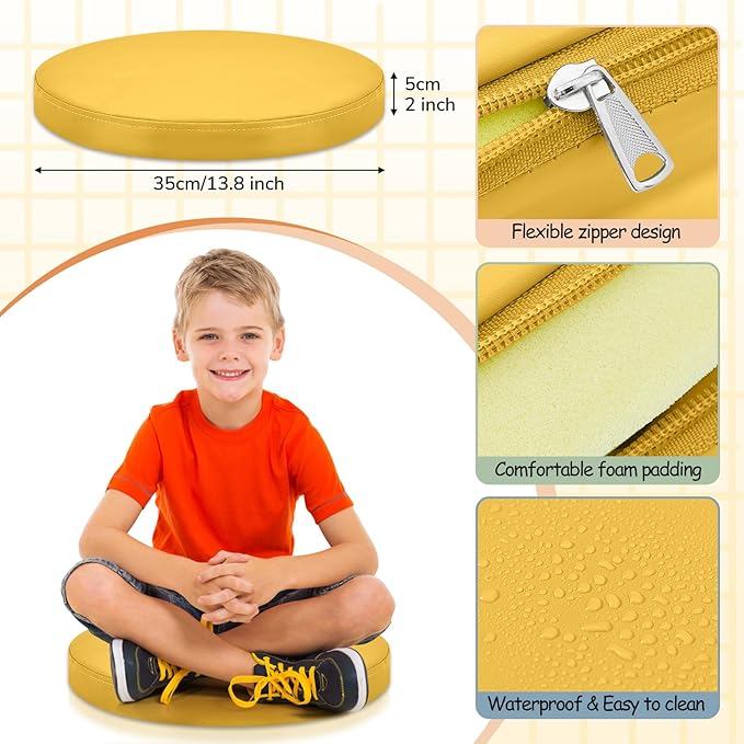 Juexica 8 Pcs Extra Thick Flexible Seating Floor Cushion Assorted Colored Floor Pillow Classroom Seat Cushion Soft Classroom Seating for Kid Learning(Boho Color,13.8 x 13.8 x 2 Inch,Round)