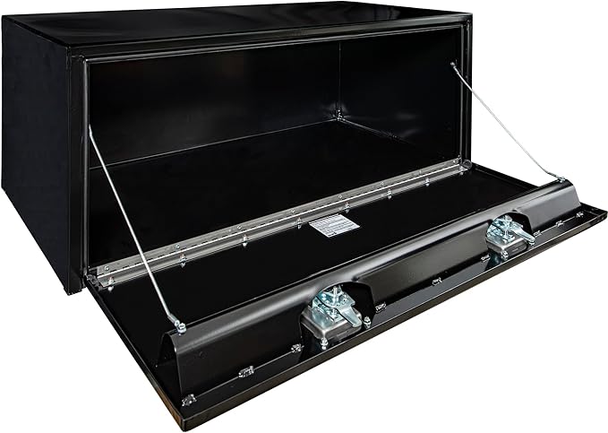 Buyers Products 1708310 Black Steel Underbody Truck Tool Box – 18 x 24 x 48 Inch - Truck Bed & Underbelly RV Storage Box, Locking T-Latch, Weather-Resistant, Heavy-Duty Flatbed Job Box, Made in USA