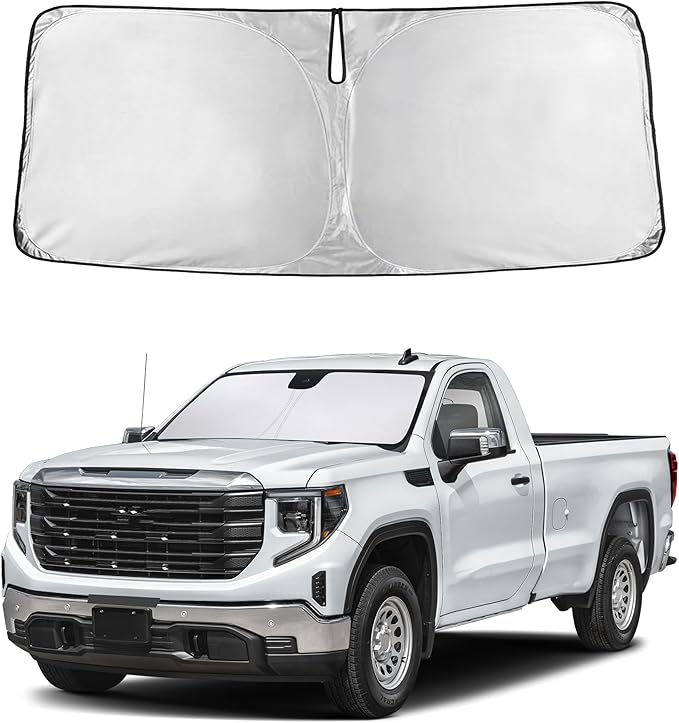 Autovir Windshield Sun Shade Fit for 2019-2024 2025 2026 GMC Sierra 1500 Sun Shade, Front Window Sun Visor, UV Protection, Heat Blocker, Foldable Car Accessories