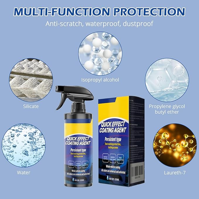 2 Pack Quick Effect Coating Agent for Car - 2026 Upgrade Car Coating Spray, Scratch Repair, Oil Film Removal,Helps Refresh Exterior Gloss & Reduce Surface Buildup (Blue) (Blue)