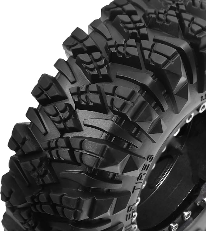 STMU Negative Offset 10.4mm 1.9 Beadlock Wheel Rims Aluminum and 1.9 RC Crawler Tires 4.33 Inch OD Foam Inserts for Traxxas TRX4 Axial SCX10 SCX10 II III RBX10 Redcat Gen 8 (Black)