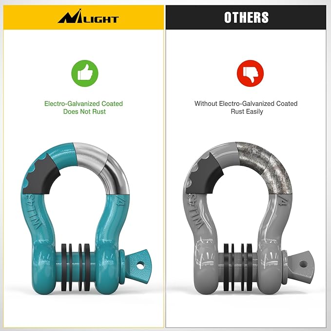 Nilight 2 Pack 3/4" D-Ring Shackle with 7/8" Screw Pin 41,887lbs Break Strength, Heavy Duty Off Road Recovery Shackle with Isolators Washers for Use with Tow Strap, Winch, Off-Road Truck Vehicle